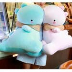Blauwe Knuffel Dinosaurus Zacht Pluche Knuffelvriendje Met Vier Poten De Knuffel