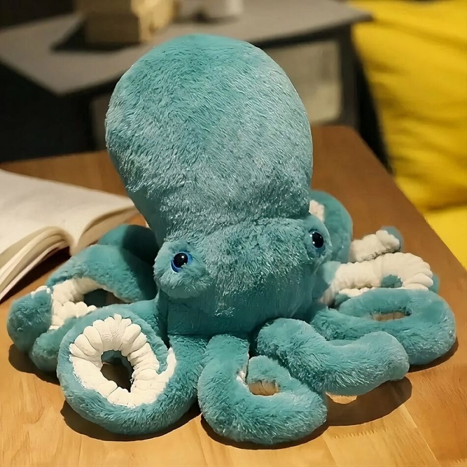 Blauwe Knuffel Octopus Met Grote Tentakels En Zachte Zuignappen De Knuffel