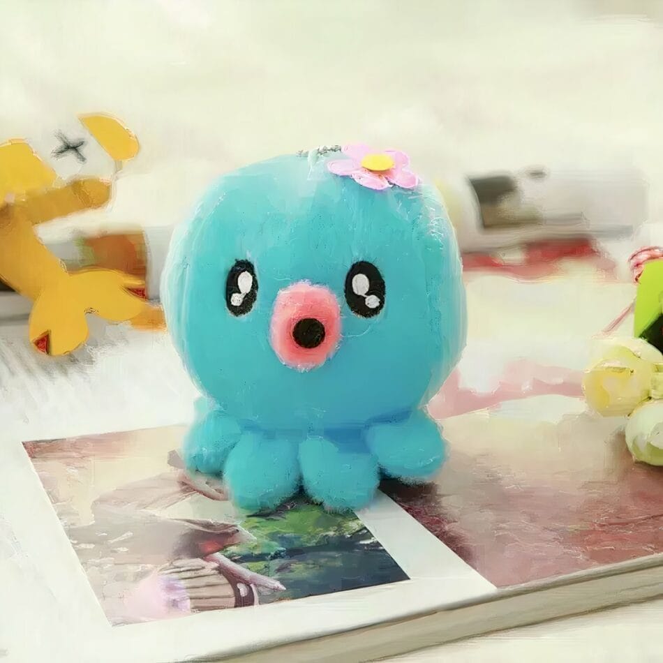 Blauwe Knuffel Octopus Sleutelhanger Ca. 7 cm Pluizig De Knuffel