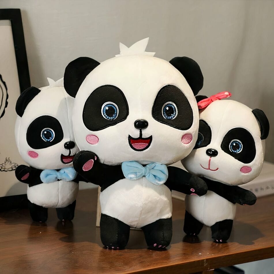 Blauwe Knuffel Panda Baby Bus 24 cm Pluche Zacht De Knuffel