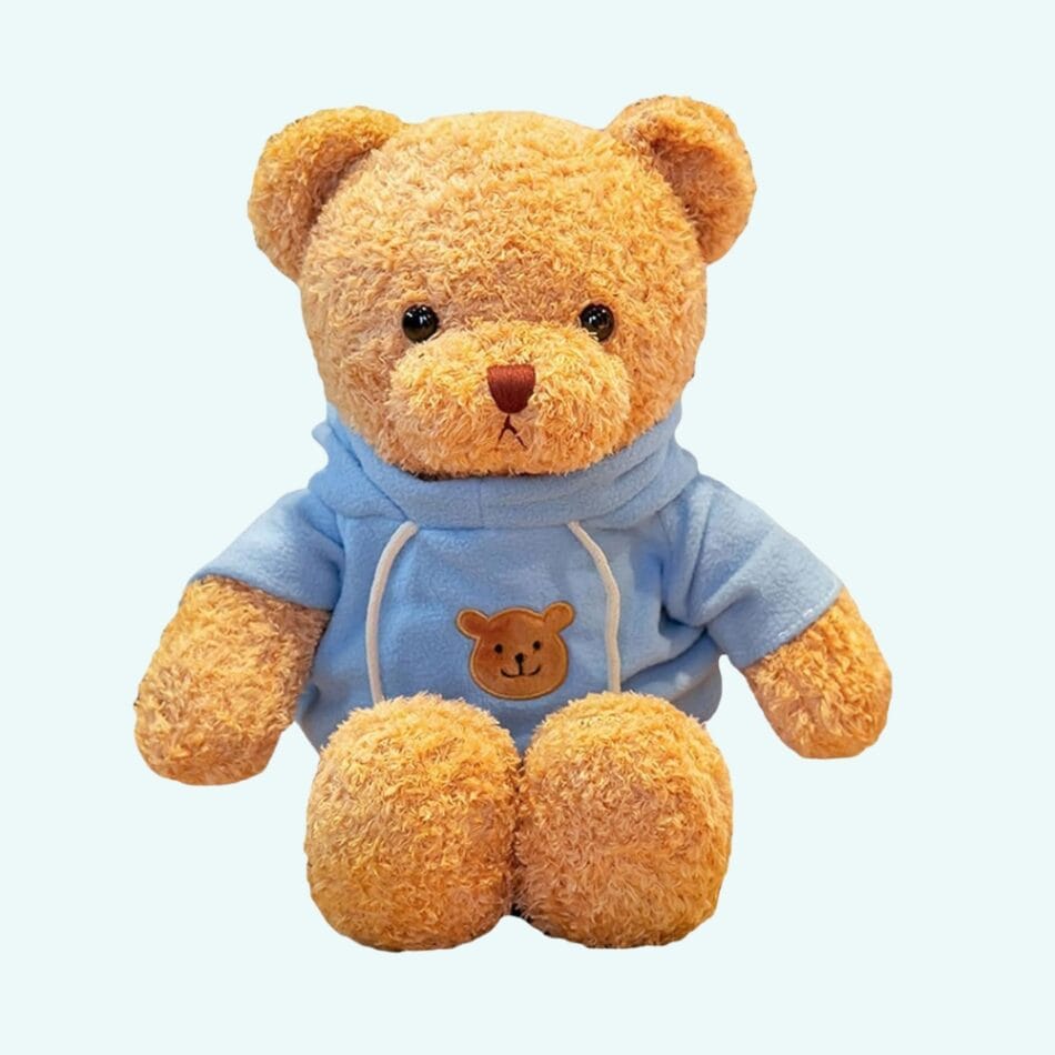 Blauwe Knuffelbeer Met Gebreide Trui Zachte Knuffel De Knuffel