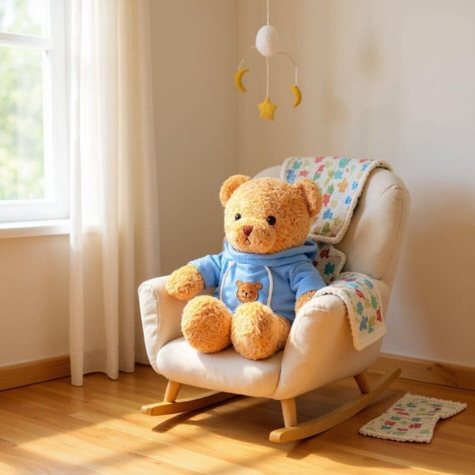 Blauwe Knuffelbeer Met Gebreide Trui Zachte Knuffel De Knuffel