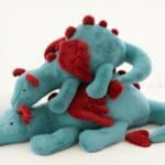 Blauwe Knuffeldraak Vliegend Met Zachte Textuur De Knuffel