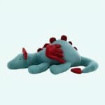 Blauwe Knuffeldraak Vliegend Met Zachte Textuur De Knuffel