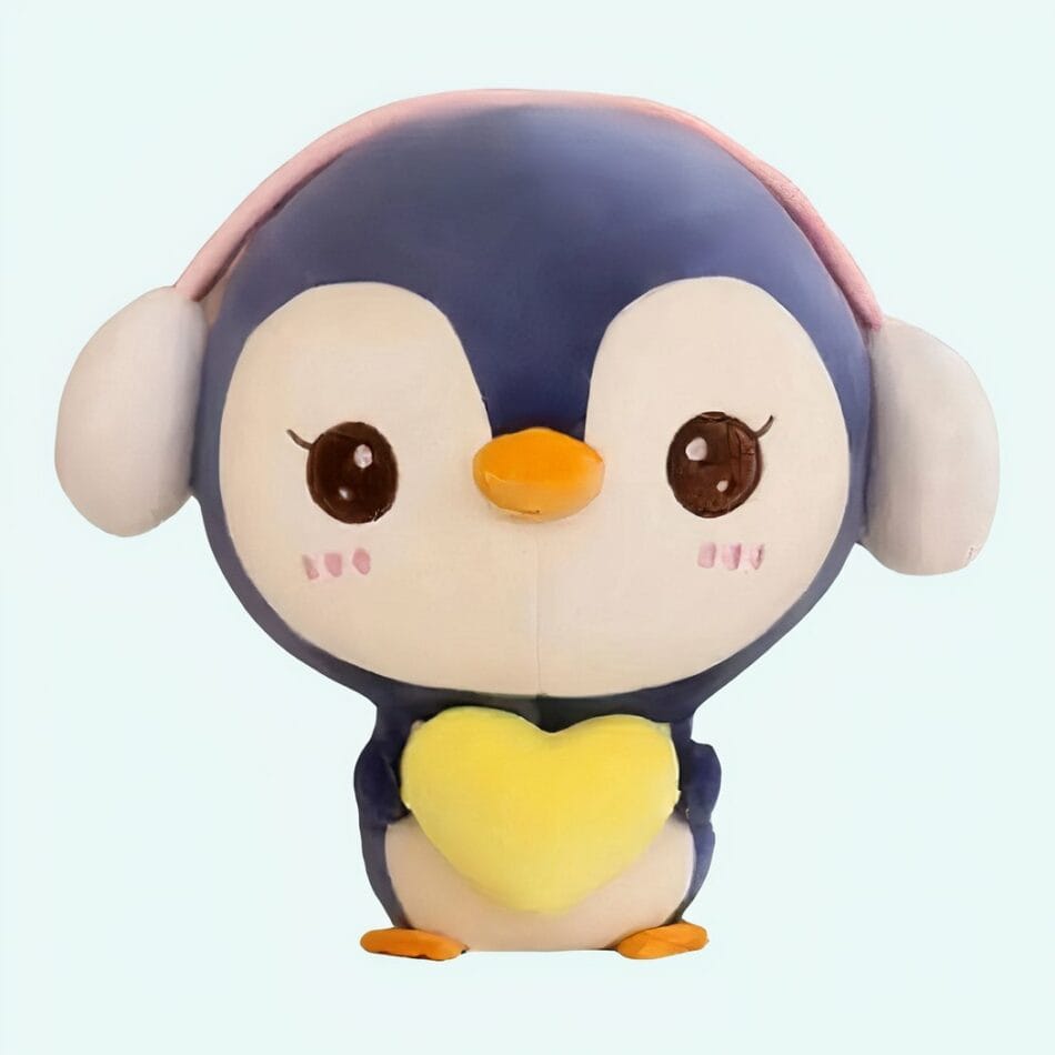 Blauwe Pinguïn Knuffel Van Pluche Met Oorkappen De Knuffel