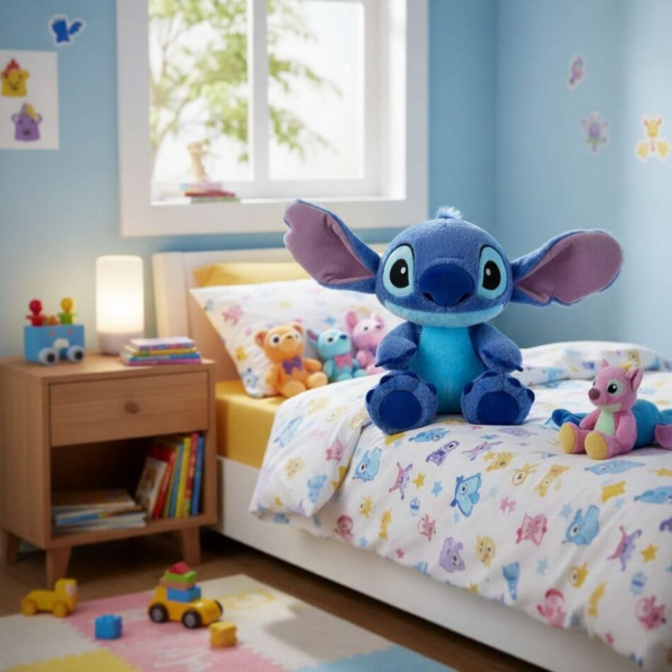 Blauwe Stitch Knuffel met Ademend Nachtlampje De Knuffel