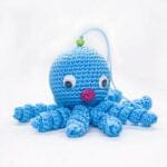 Blauwe Zachte Knuffel Inktvis Met Tressé Afwerking 12 cm Voor Kinderen De Knuffel