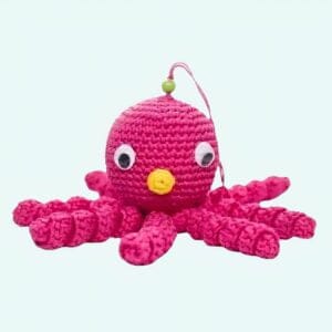 Blauwe Zachte Knuffel Inktvis Met Tressé Afwerking 12 cm Voor Kinderen De Knuffel