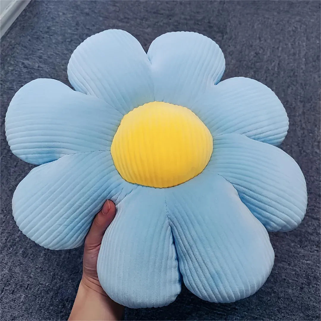 Bloem Zitkussen Pluche | Rond Bloemkussen in 4 Kleuren De Knuffel