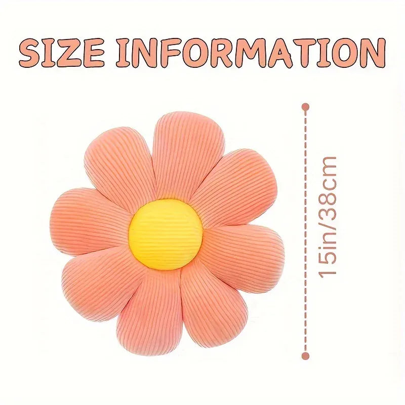 Bloem Zitkussen Pluche | Rond Bloemkussen in 4 Kleuren De Knuffel