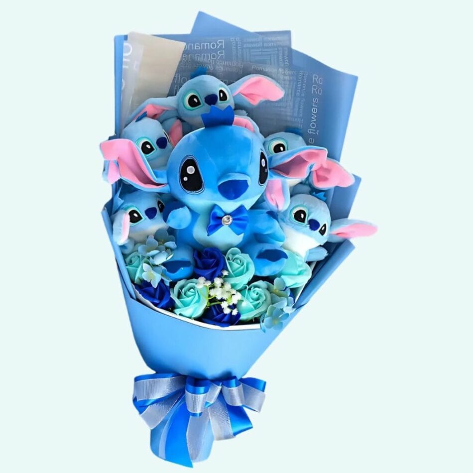 Boeket Knuffels Stitch Met Bloemen Geschenk Voor Liefde De Knuffel