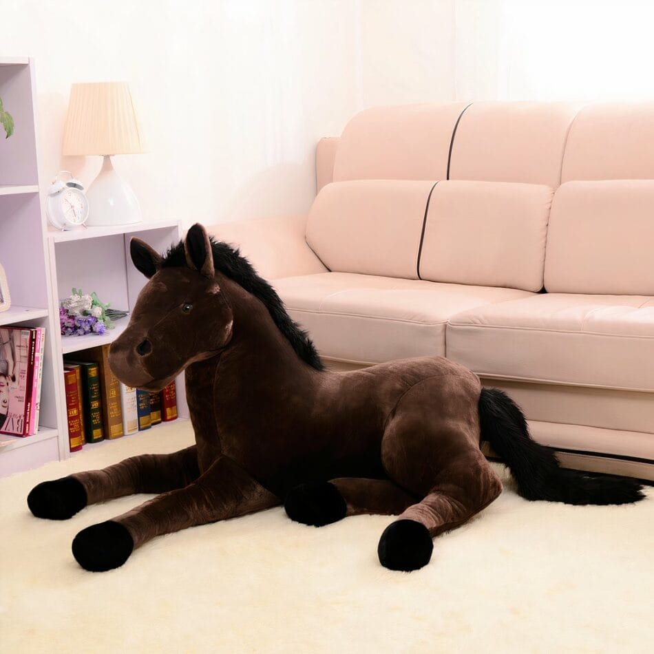Bruin Knuffelpaard 65 cm Zachte Speelknuffel voor Kinderen vanaf 3 Jaar De Knuffel