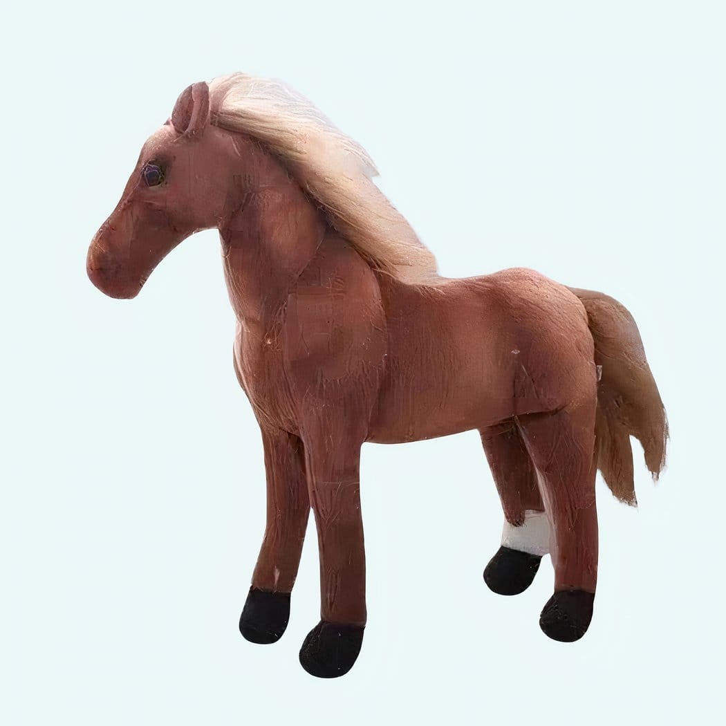 Bruin Knuffelpaard met Lange Zijdeachtige Manen en Grote Ogen De Knuffel 30cm