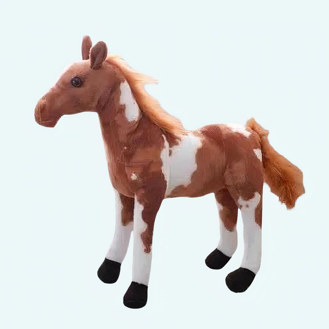 Bruin-Wit Knuffelpaard Met Zachte Vacht En Vriendelijk Gezicht De Knuffel 30cm
