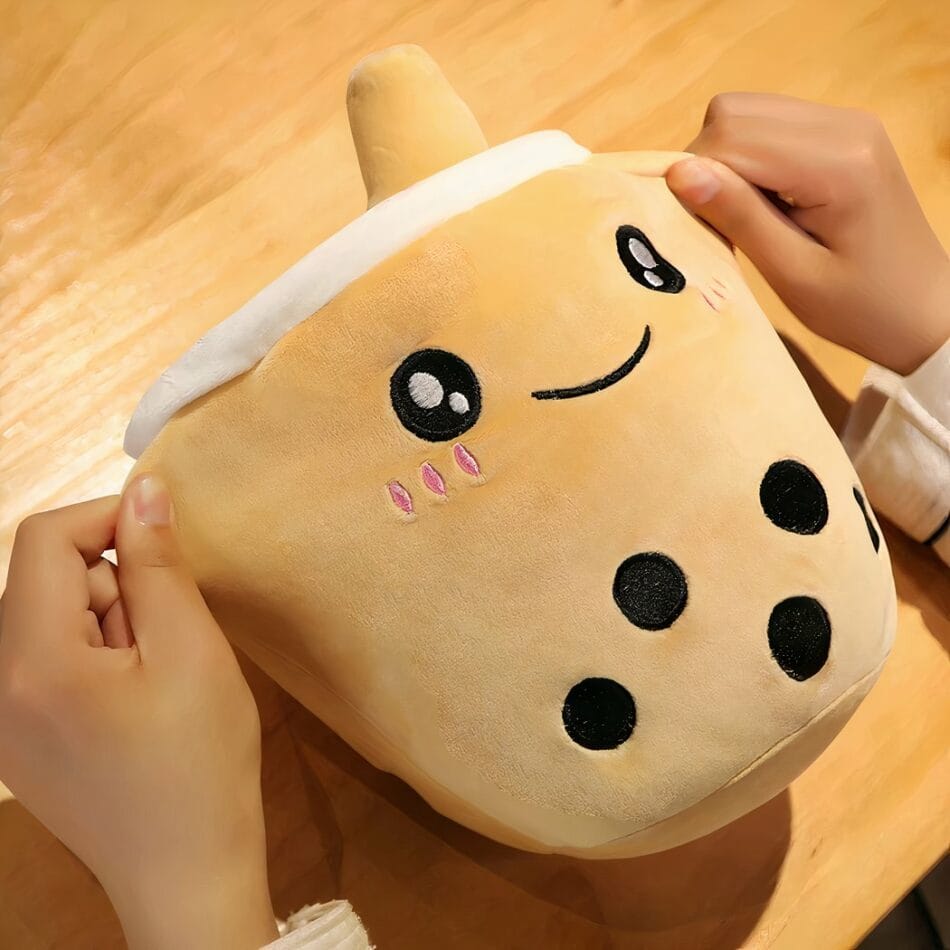 Bruine Bubble Tea Knuffel Kussen Schattig Knuffelmaatje De Knuffel