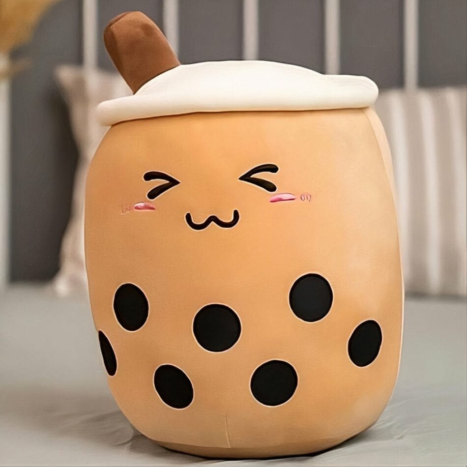 Bruine Bubble Tea Knuffel Kussen Schattig Knuffelmaatje De Knuffel