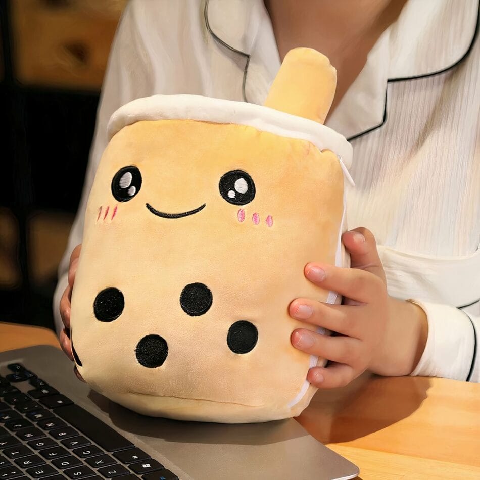 Bruine Bubble Tea Knuffel Kussen Schattig Knuffelmaatje De Knuffel