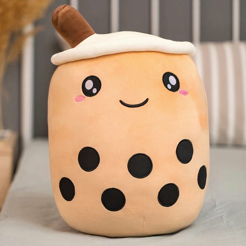 Bruine Bubble Tea Knuffel Kussen Schattig Knuffelmaatje De Knuffel