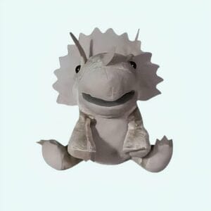 Bruine Dinosaurus Knuffel Handpop, 25 cm, Speels Theatervriendje De Knuffel