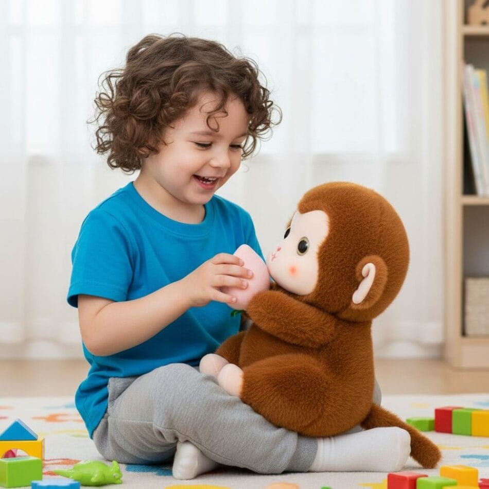 Bruine Kawaii Knuffel Aap Met Zachte Katoenen Vacht De Knuffel