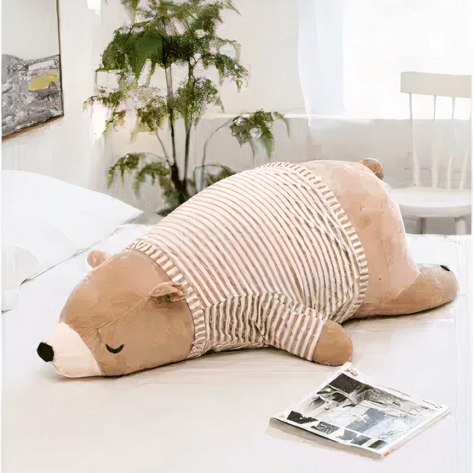 Bruine Knuffelbeer in Pyjama Slapend Knuffel De Knuffel