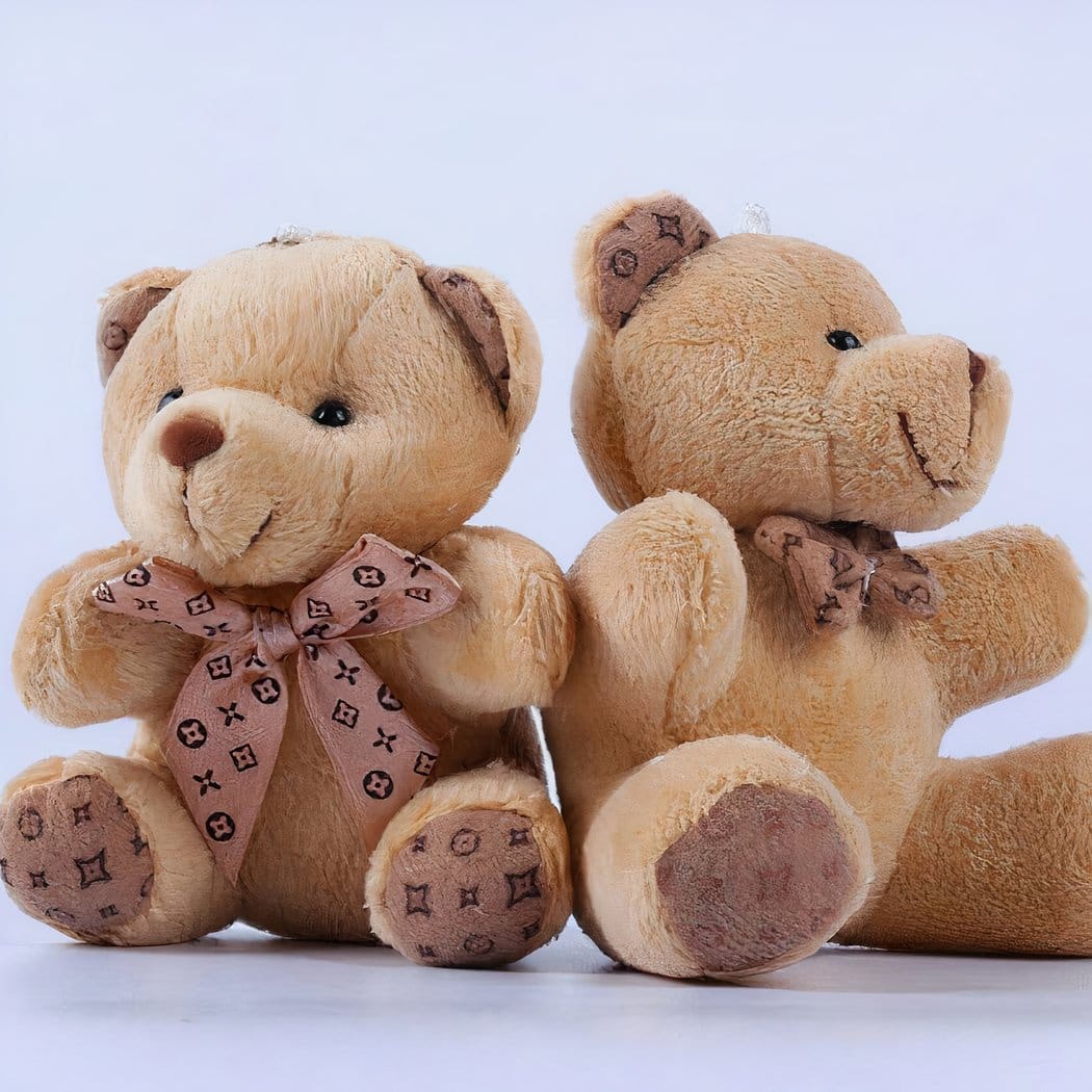 Bruine Knuffelbeer Sleutelhanger van Pluche De Knuffel