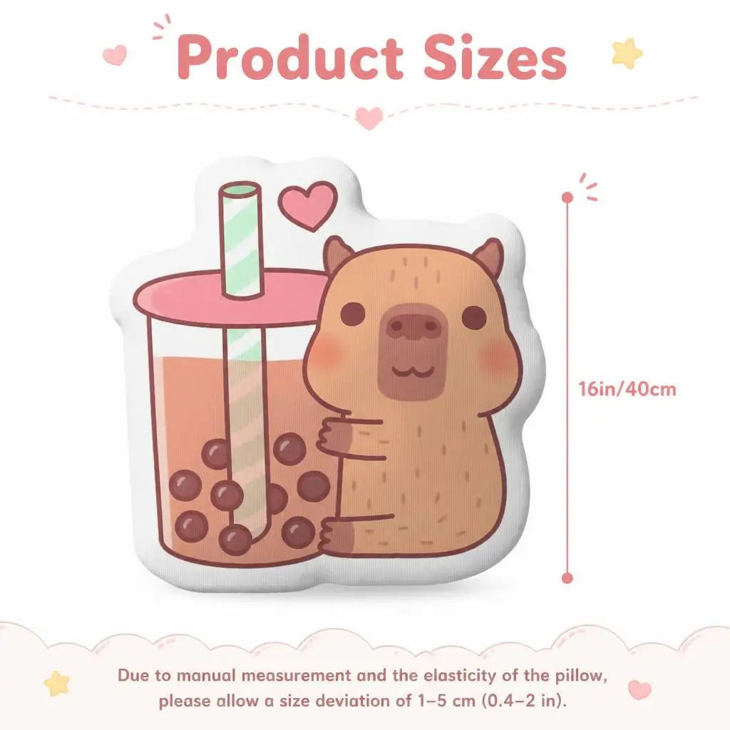 Bubble Tea Capybara Knuffelkussen | Kawaii Pluche Sierkussen De Knuffel