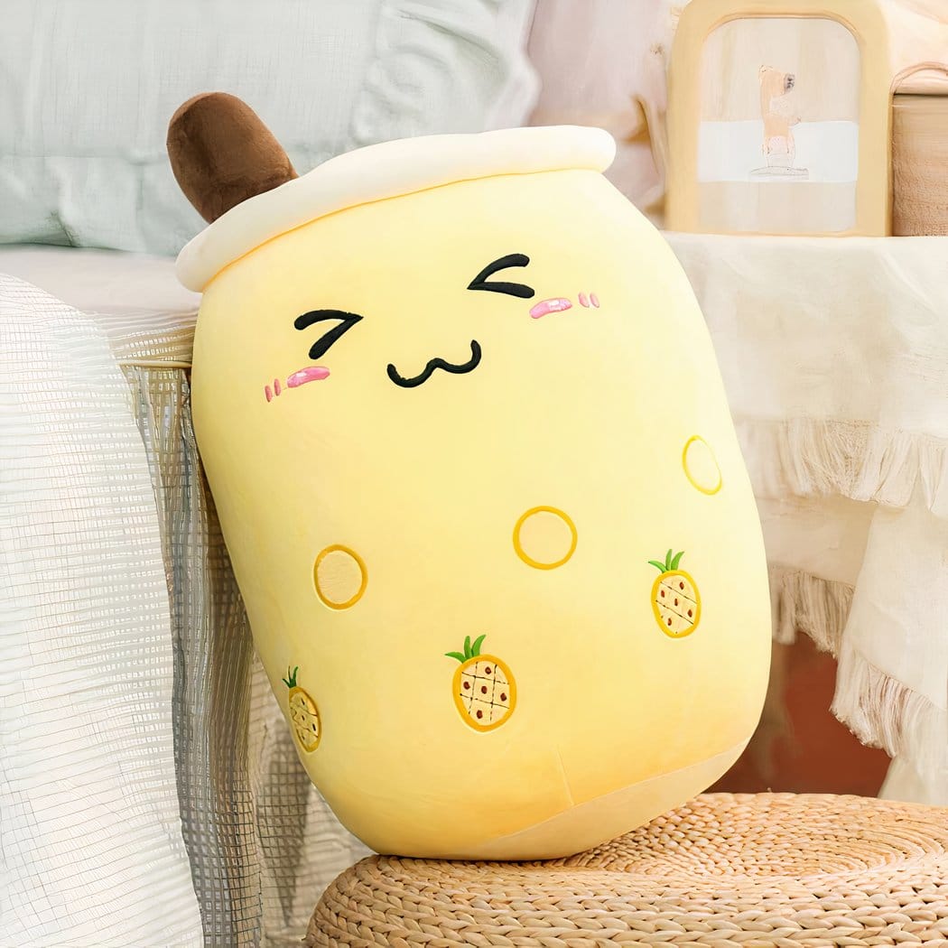 Bubble Tea Knuffel in Kussenvorm Zacht en Schattig Decoratie De Knuffel geel / 22-24cm