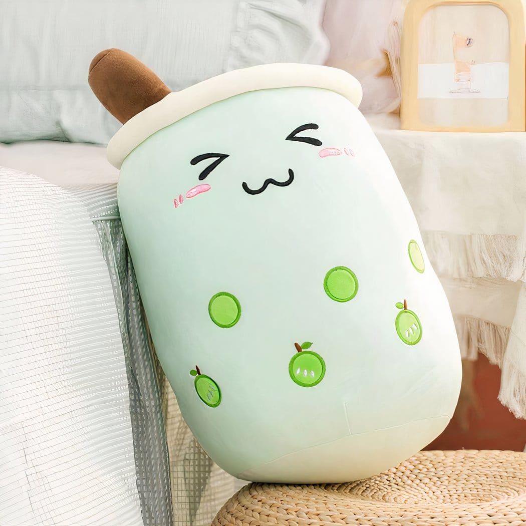 Bubble Tea Knuffel in Kussenvorm Zacht en Schattig Decoratie De Knuffel groen / 22-24cm