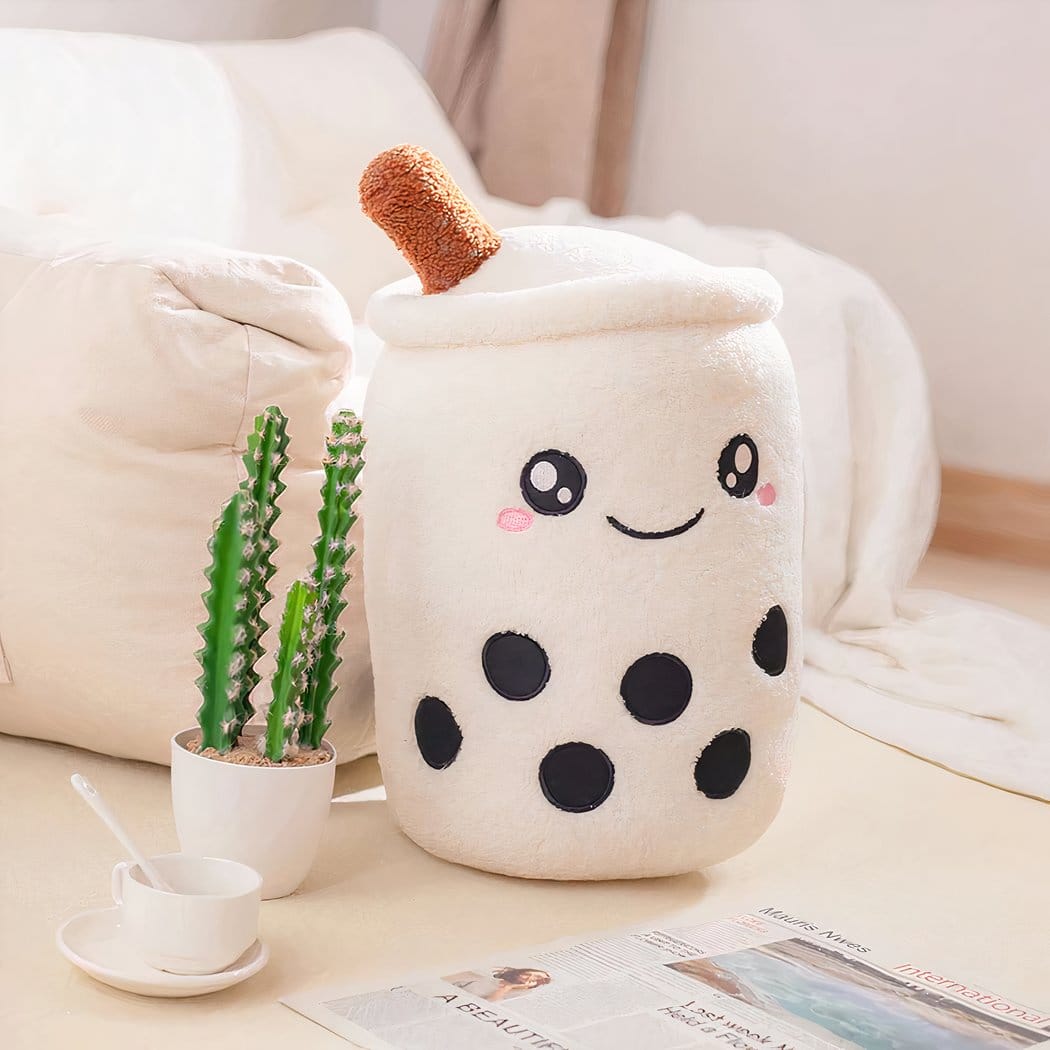 Bubble Tea Knuffel Voor Kinderen Glimlachend Zacht De Knuffel wit / 22-24cm