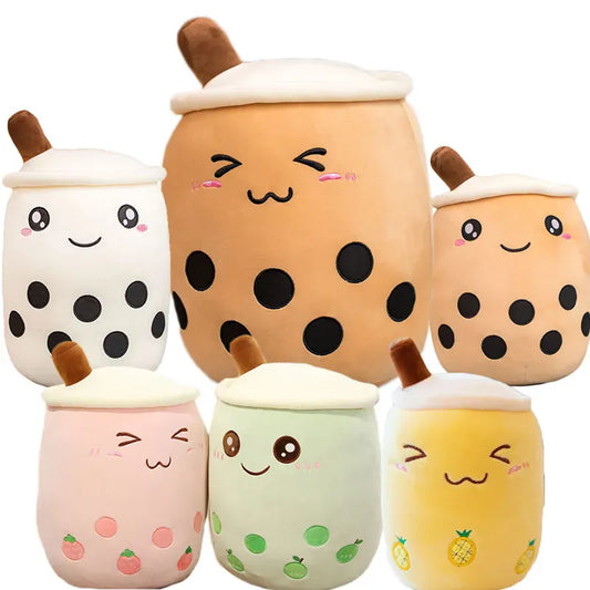 Bubble Tea Knuffelkussen 24 tot 70 cm | Met Rietjes, 9 Smaken De Knuffel