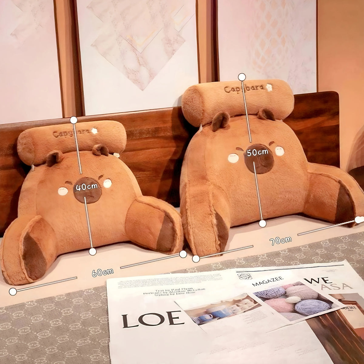 Capibara Knuffelkussen Rugkussen | Pluche Stoelkussen met Rits De Knuffel
