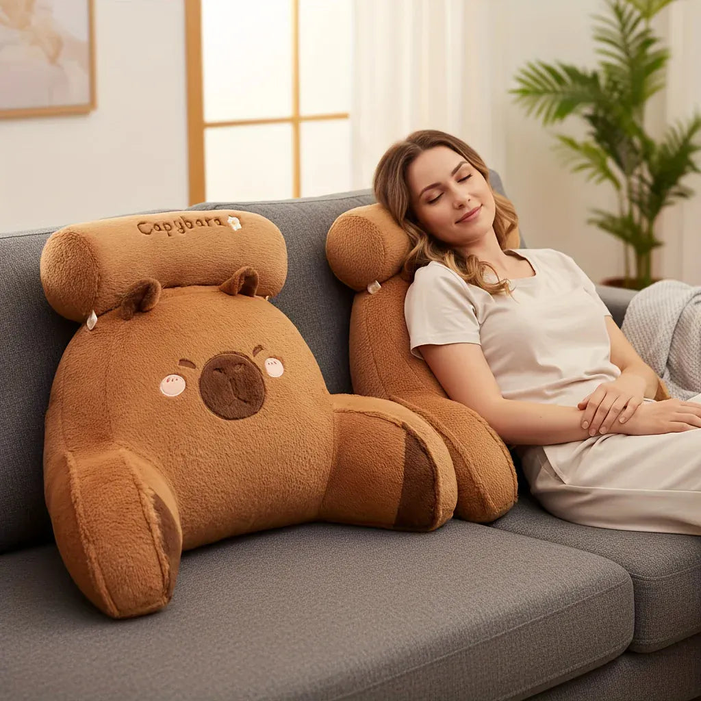 Capibara Knuffelkussen Rugkussen | Pluche Stoelkussen met Rits De Knuffel