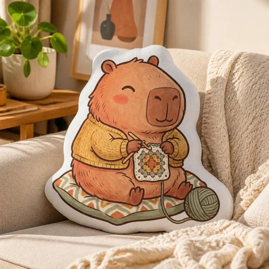 Capybara aan het Haken Knuffelkussen | Pluche Sierkussen De Knuffel