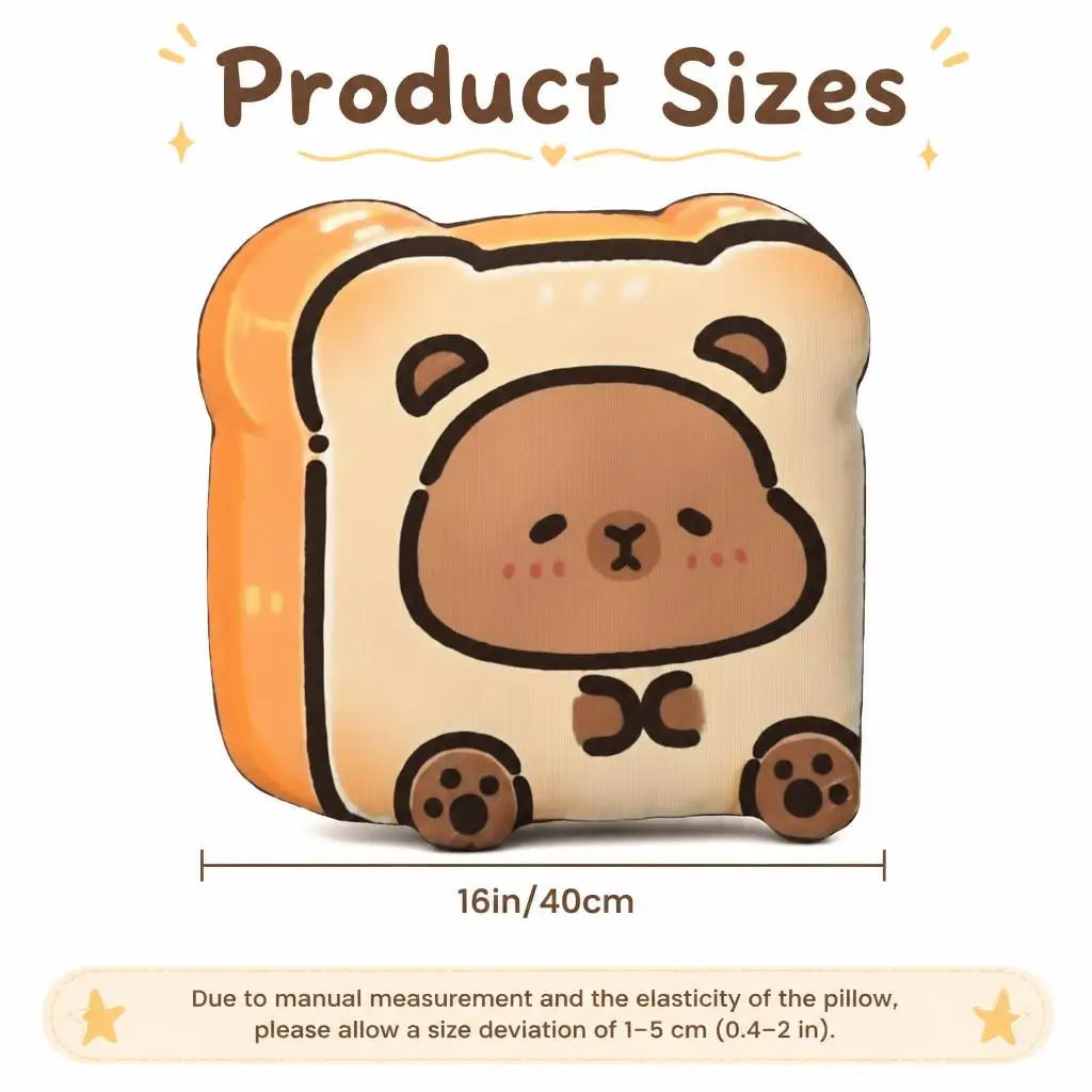 Capybara Broodje Knuffelkussen | Pluche Toast Sierkussen De Knuffel