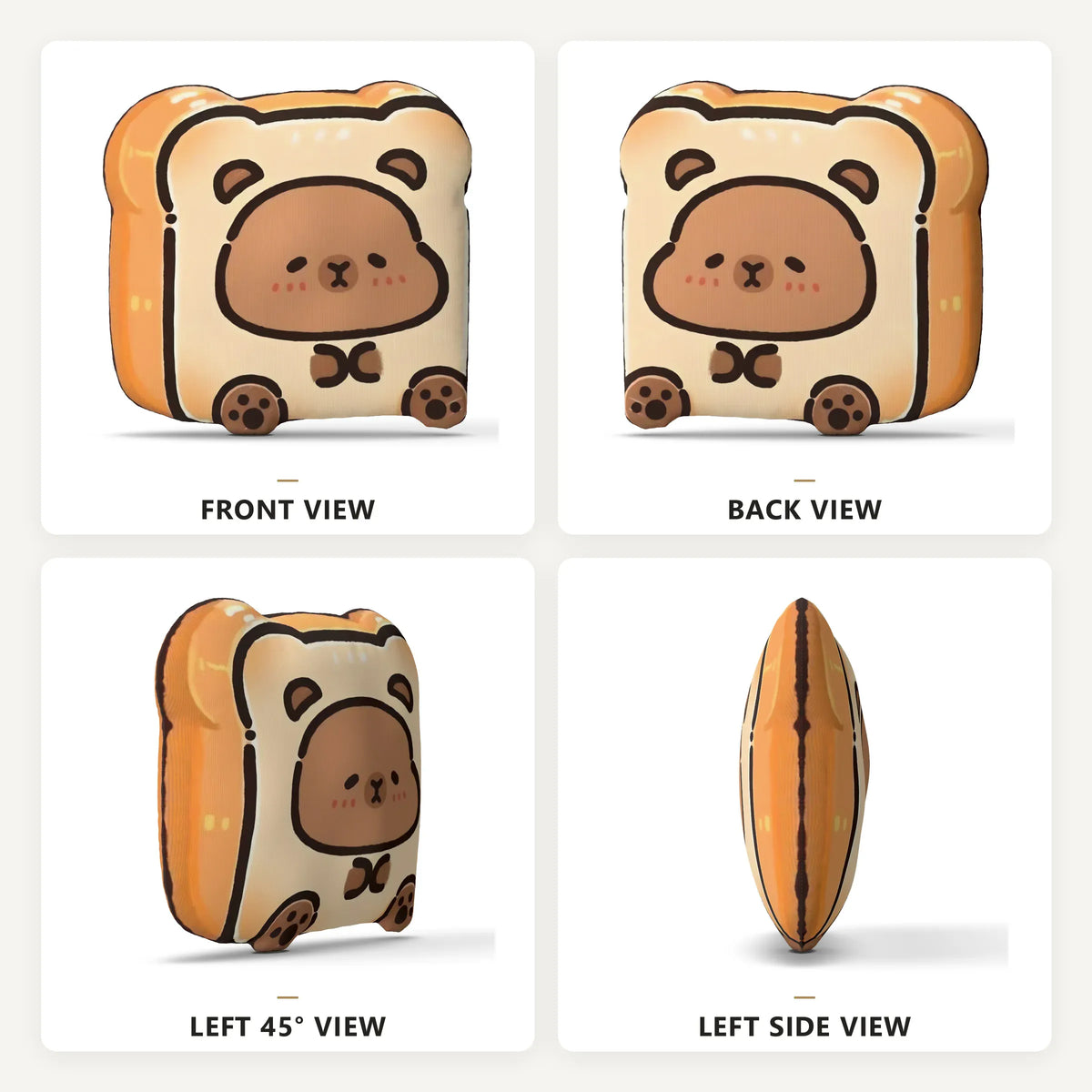 Capybara Broodje Knuffelkussen | Pluche Toast Sierkussen De Knuffel