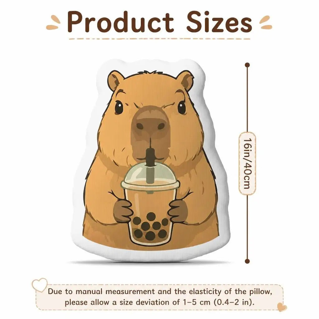 Capybara Bubble Tea Knuffelkussen | Vrolijk Pluche Sierkussen De Knuffel