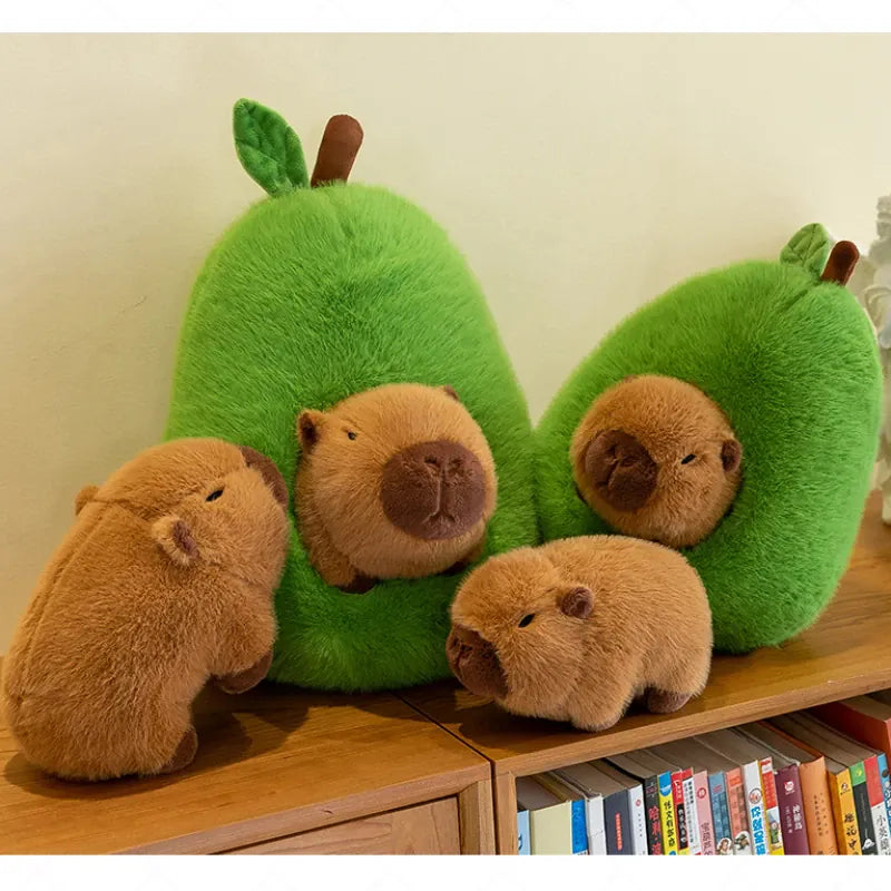 Capybara in Avocado Knuffel 35 of 45 cm | Kawaii Kussen De Knuffel