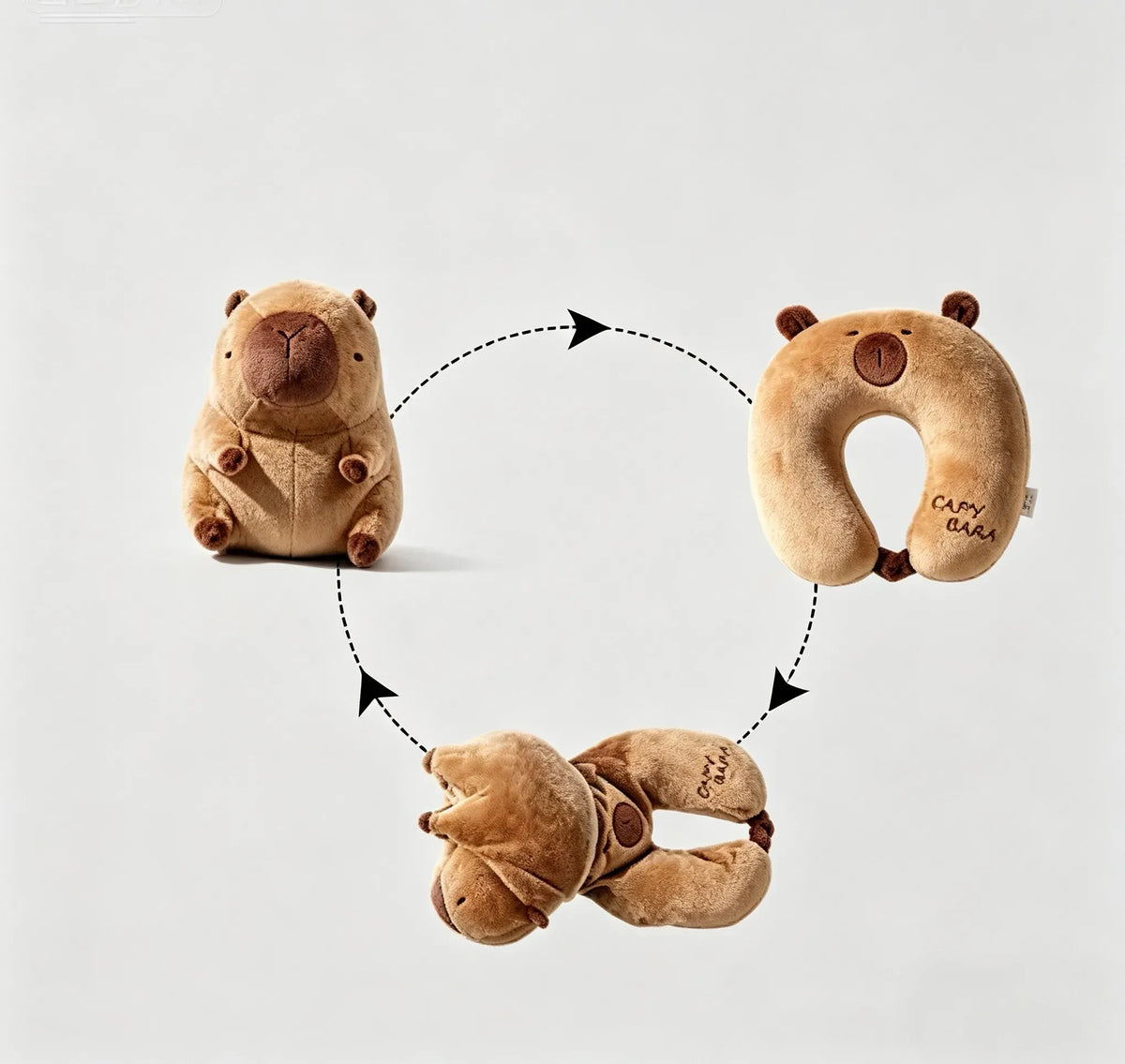 Capybara Knuffel en Reiskussen 2 in 1 | Pluche Nekkussen De Knuffel