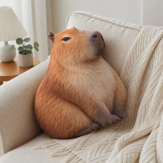 Capybara Knuffelkussen Dierenvorm | Pluche Bankkussen De Knuffel