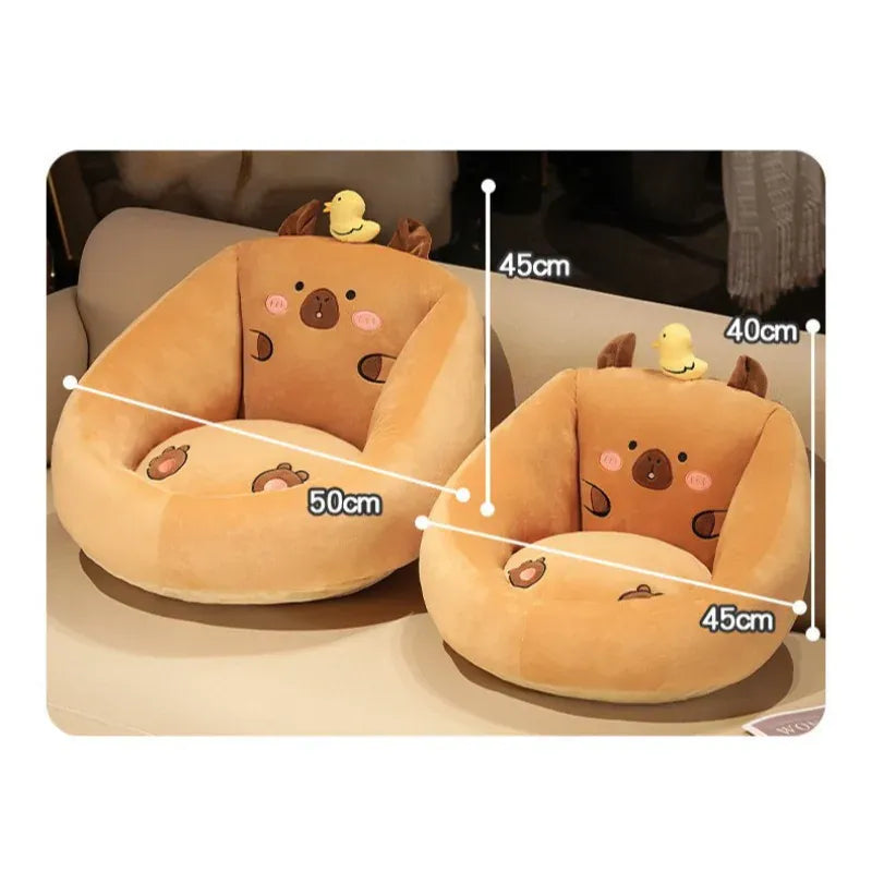 Capybara Knuffelkussen Vloerkussen | Pluche Zitkussen in 2 Maten De Knuffel