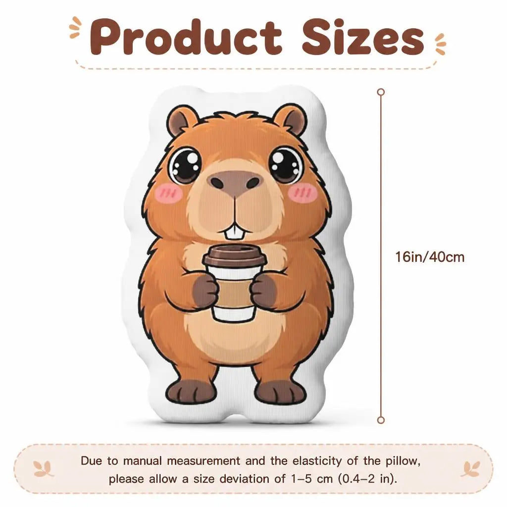 Capybara met Koffie Knuffelkussen | Pluche Sierkussen De Knuffel
