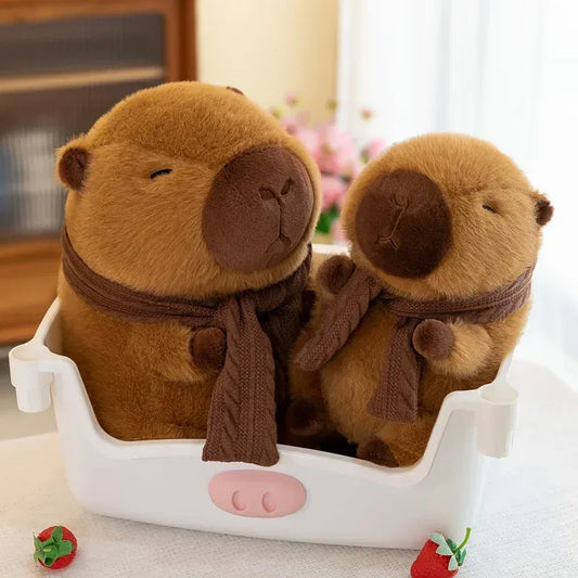 Capybara met Kogelvis Sjaal Knuffel 25 of 30 cm De Knuffel