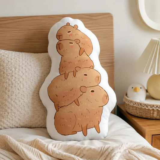 Capybara Torentje Knuffelkussen | Grappig Pluche Sierkussen De Knuffel
