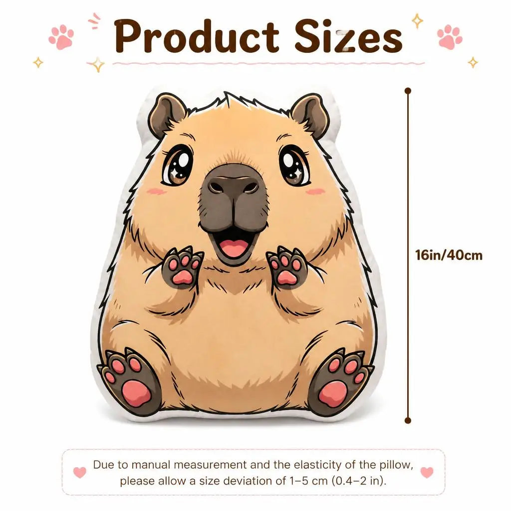 Chibi Capybara Knuffelkussen | Kawaii Pluche Sierkussen De Knuffel