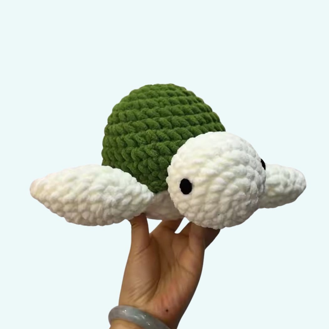 Crochet Zeeschildpad Knuffel Van Katoen Zacht Garen De Knuffel donkergroen