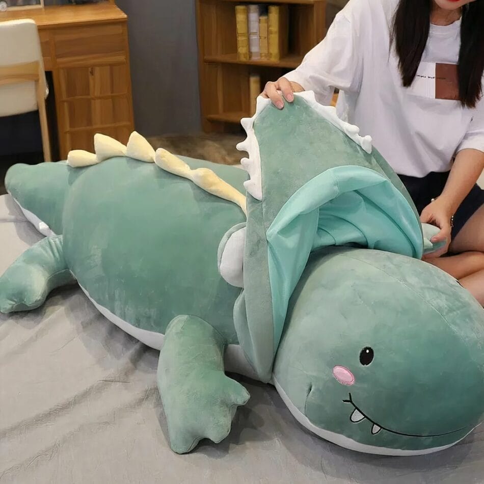 Diepblauwe Pluche Dinosaurus Knuffel Magique Met Realistische Vorm De Knuffel