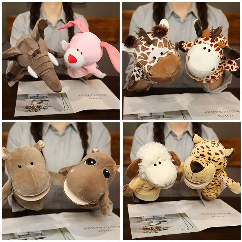 Dieren Handpop 27 cm | Hond, Tijger, Leeuw, Koe en Meer, 24 Dieren De Knuffel