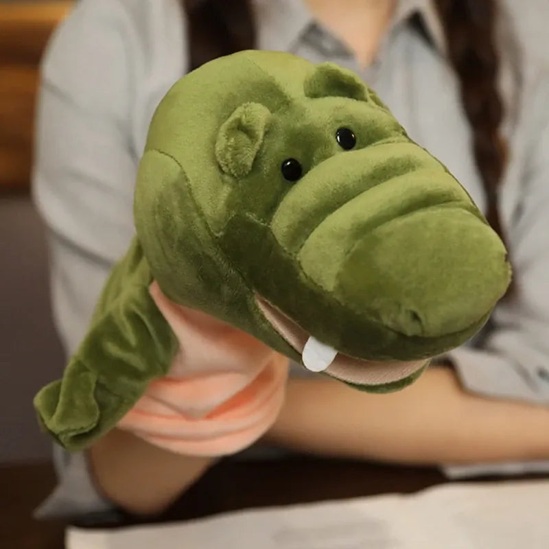 Dieren Handpop 27 cm | Hond, Tijger, Leeuw, Koe en Meer, 24 Dieren De Knuffel Krokodil