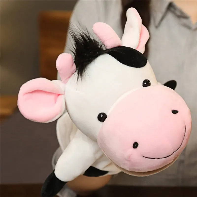Dieren Handpop 27 cm | Hond, Tijger, Leeuw, Koe en Meer, 24 Dieren De Knuffel Melk koe